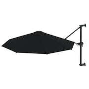 Ombrellone a Muro con Palo in Metallo-Ombrello da giardino 300 cm Nero