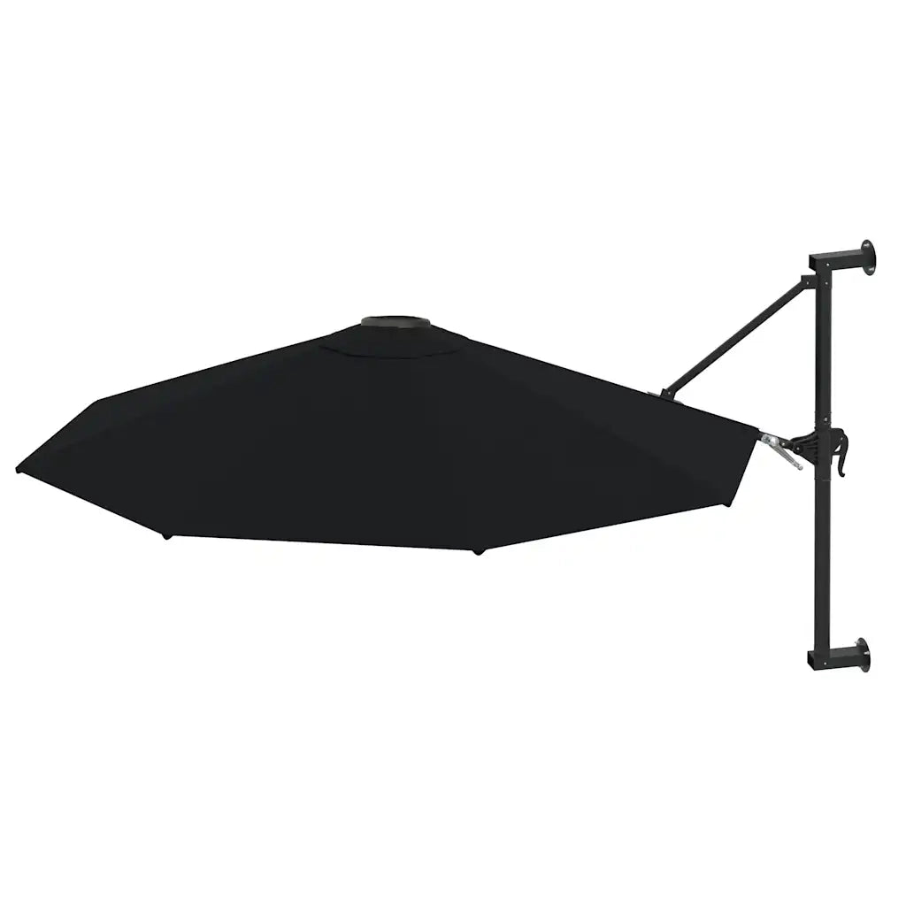 Ombrellone a Muro con Palo in Metallo-Ombrello da giardino 300 cm Nero
