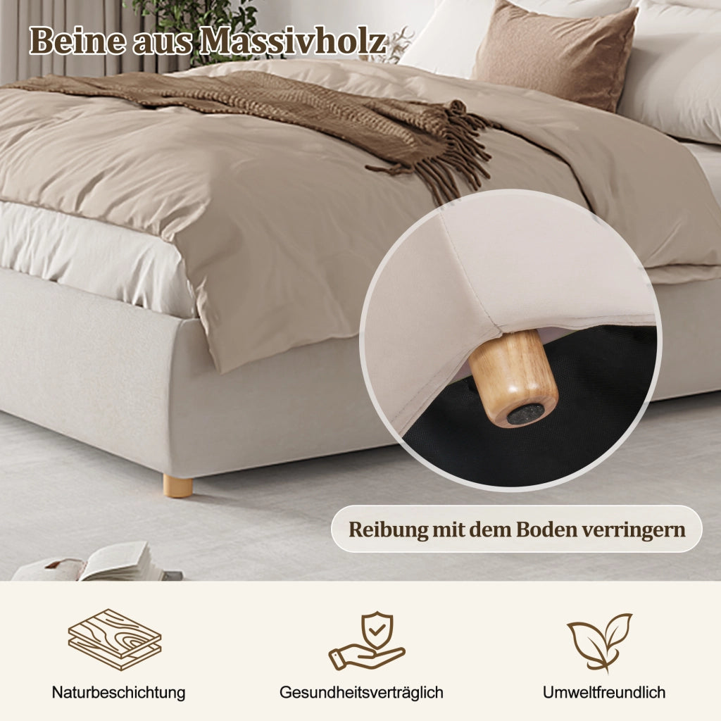 letto imbottito velluto crema 194 x 218 cm