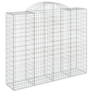 Cesto gabbione recinzione a gabbia muro di contenimento ad arco 200 x 50 x 160/180 cm ferro zincato argento 02_0040030