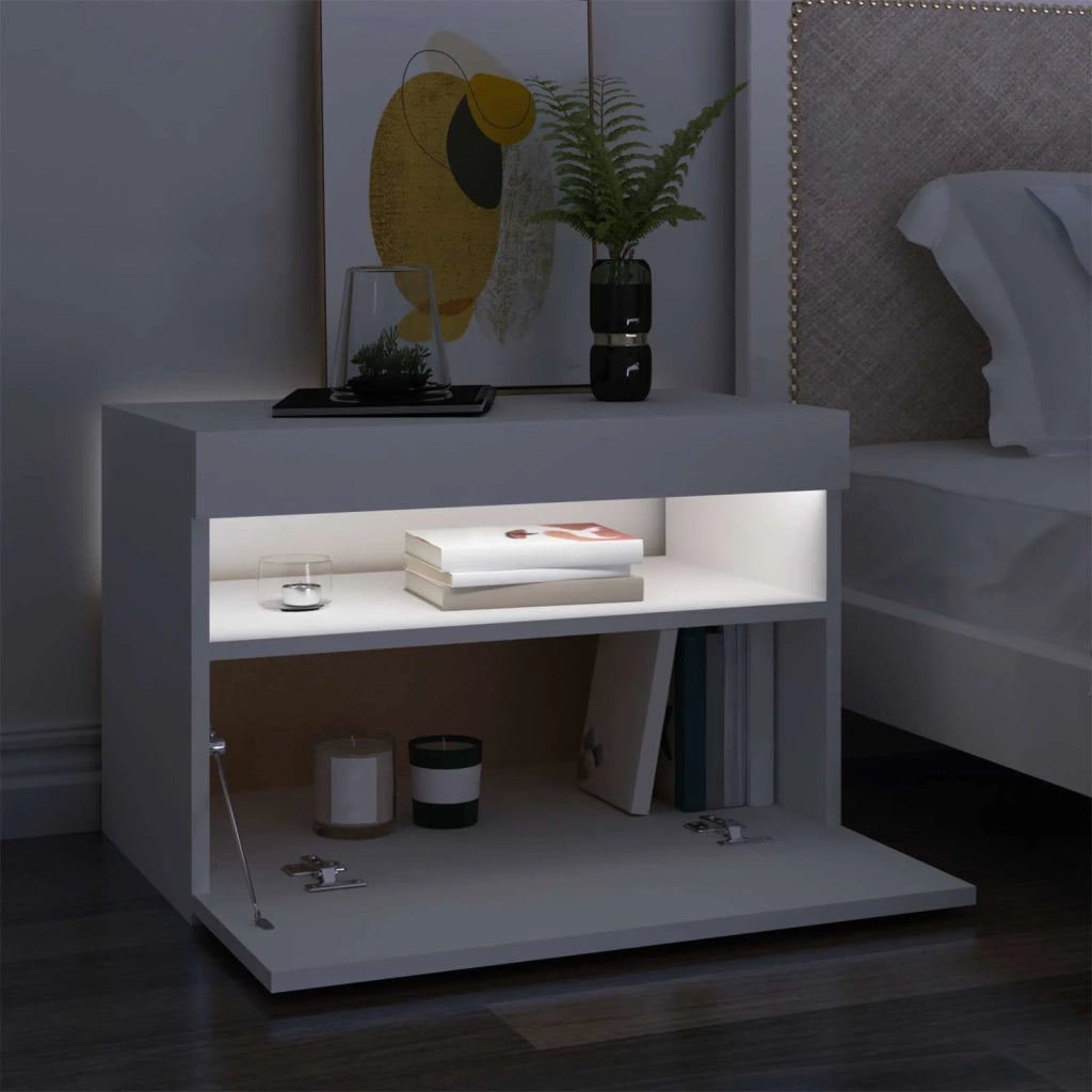 Mobile Porta TV con Luci LED Bianco 60x35x40 cm 804409