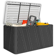 Panca Contenitore 380L in HDPE con 2 Maniglie Laterali e Leva a Gas, 115x60x60 cm, Nero e Grigio