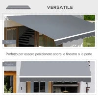 Tenda da Sole da Esterno Avvolgibile Manualmente in Alluminio e Poliestere, 2.5x2 m, Grigio e Bianco
