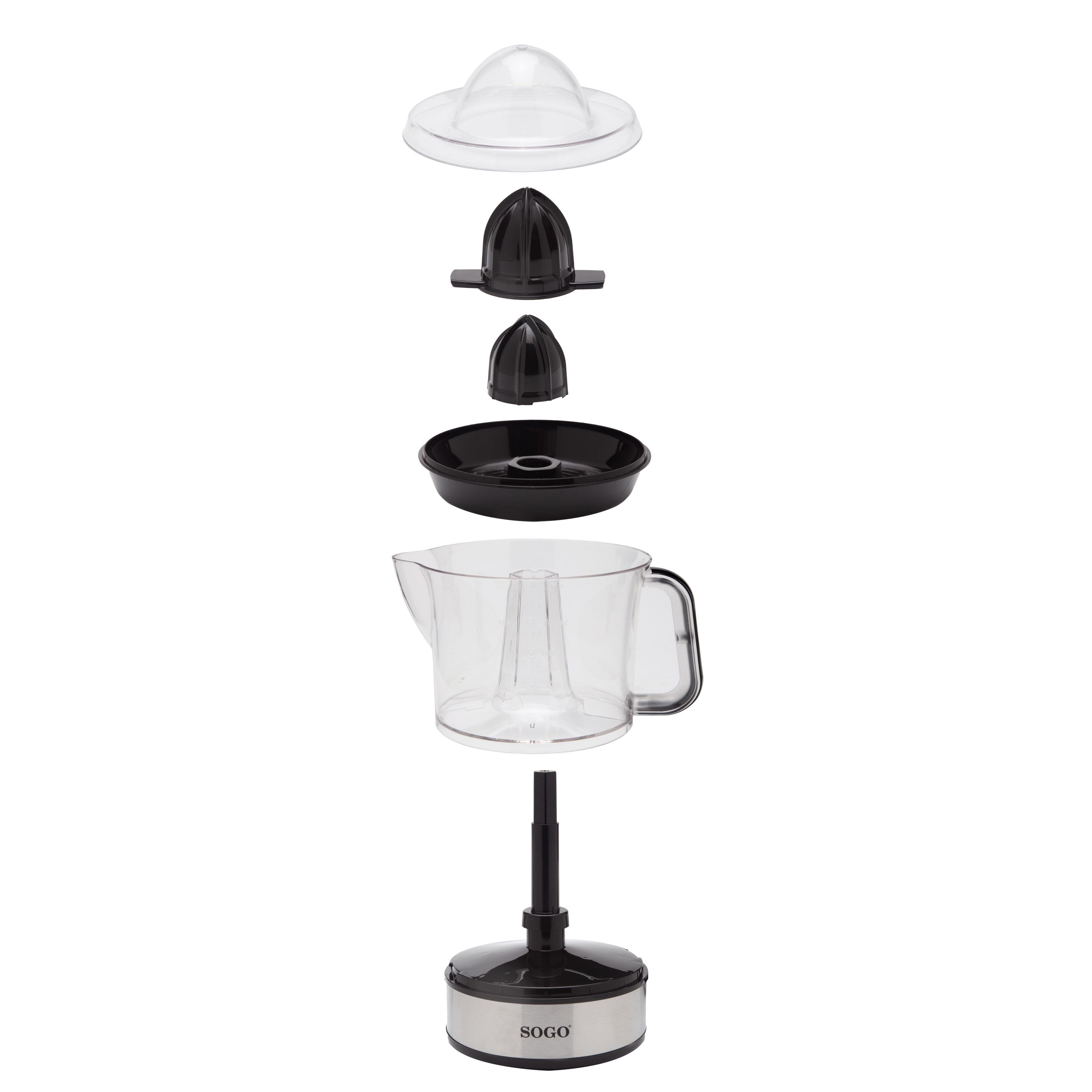 SOGO Spremiagrumi Elettrico 40W con Due Coni e Bottiglia 0.7L in Acciaio Inossidabile