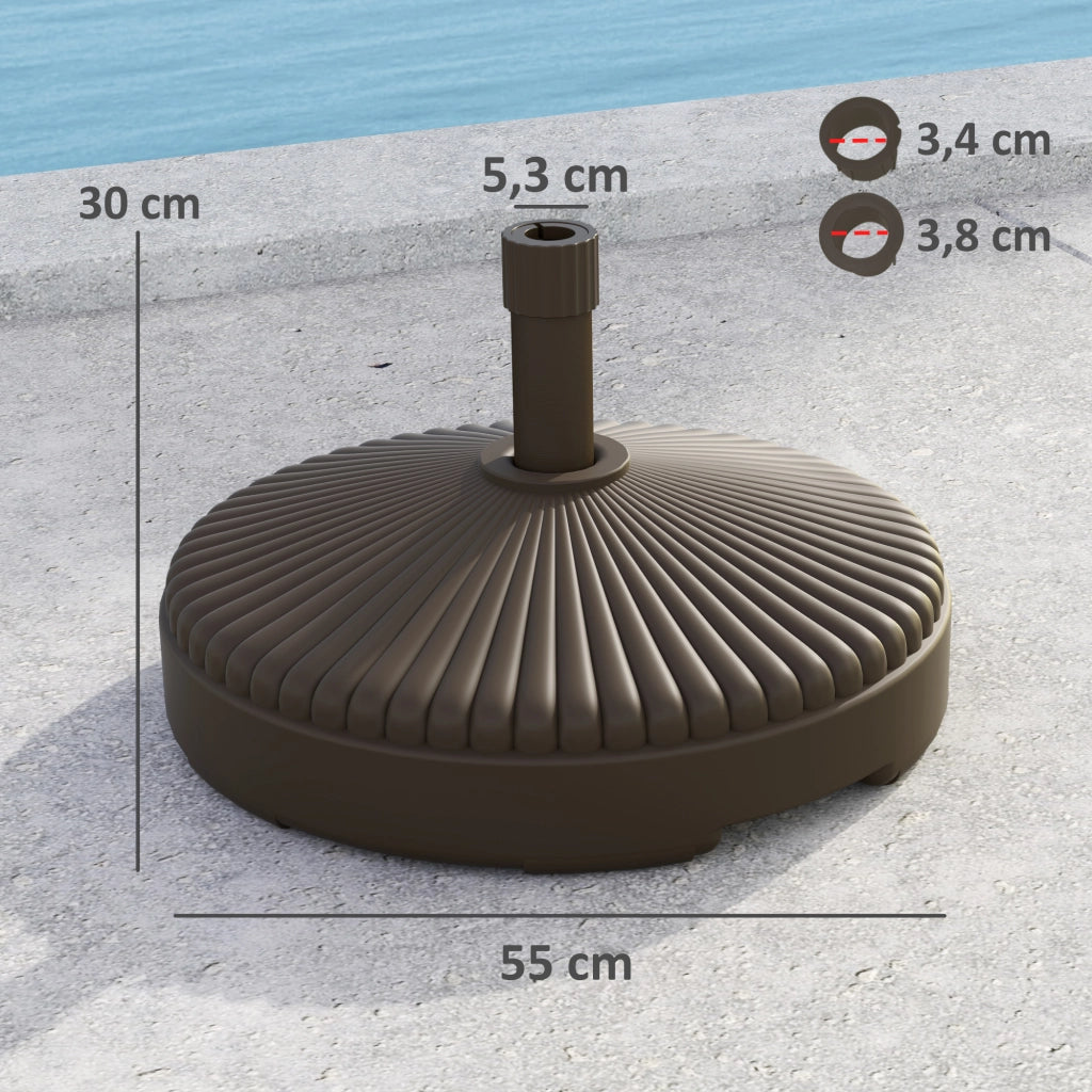 Base per Ombrellone da Giardino Riempiabile ¨C Zephmum ¨C 28 kg Sabbia 23 L Acqua ?55x30 cm Marrone