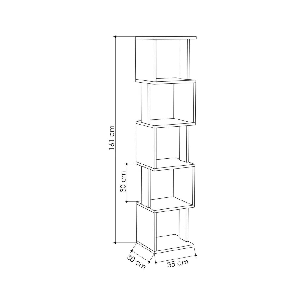 Libreria Nada, Scaffale da ufficio, Mobile portalibri, Biblioteca, 35x30h161 cm, Quercia e Antracite