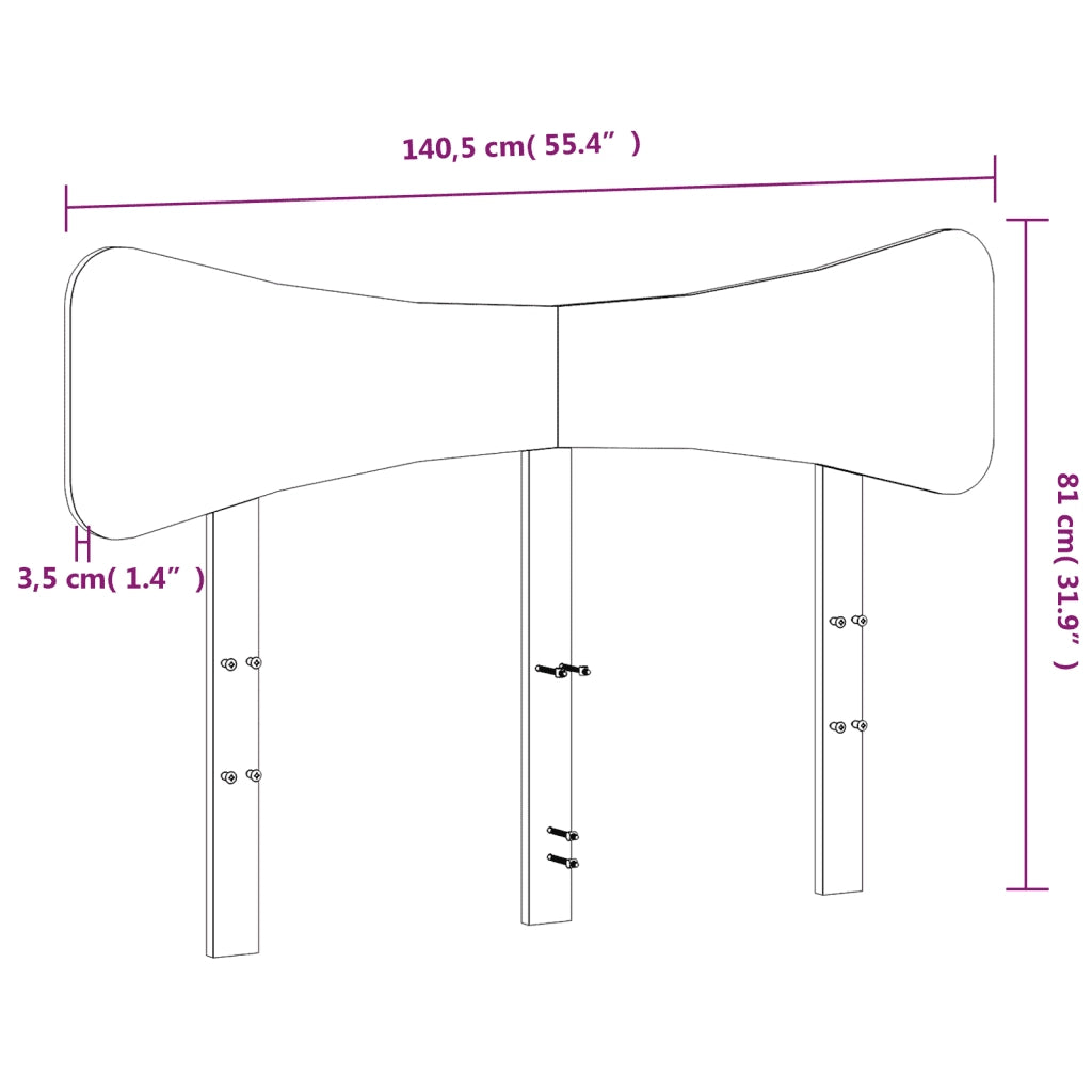 Testiera Marrone Cera 135 cm in Legno Massello di Pino 844784
