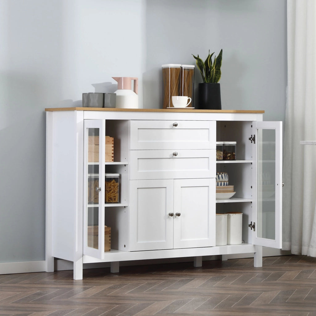 Mobile buffet con ante in vetro e cassetti ¨C Xylo ¨C bianco 120x40x90cm