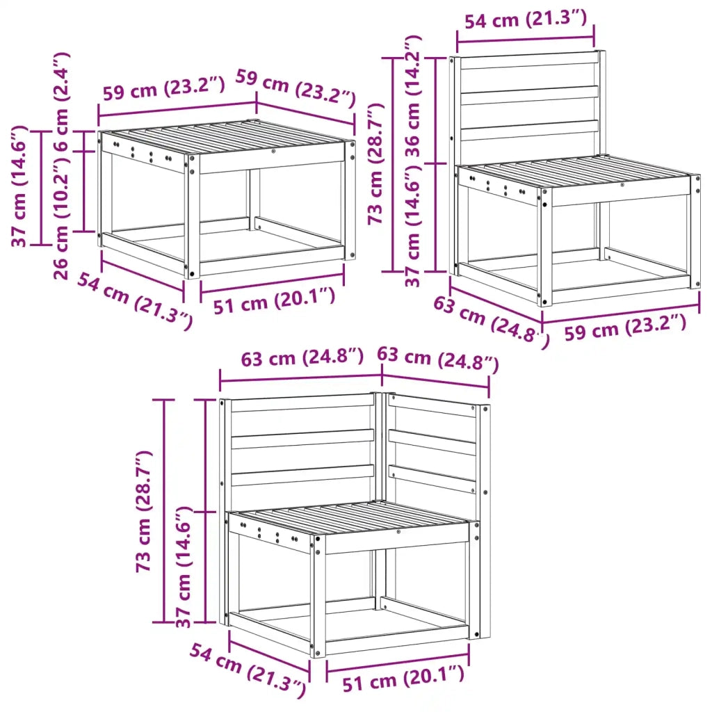 Set di divani da esterno 8 pcs Naturale