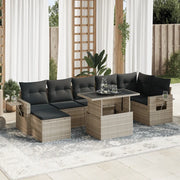 Set Divano da Giardino 8pz con Cuscini Grigio Chiaro Polyrattan 3326523