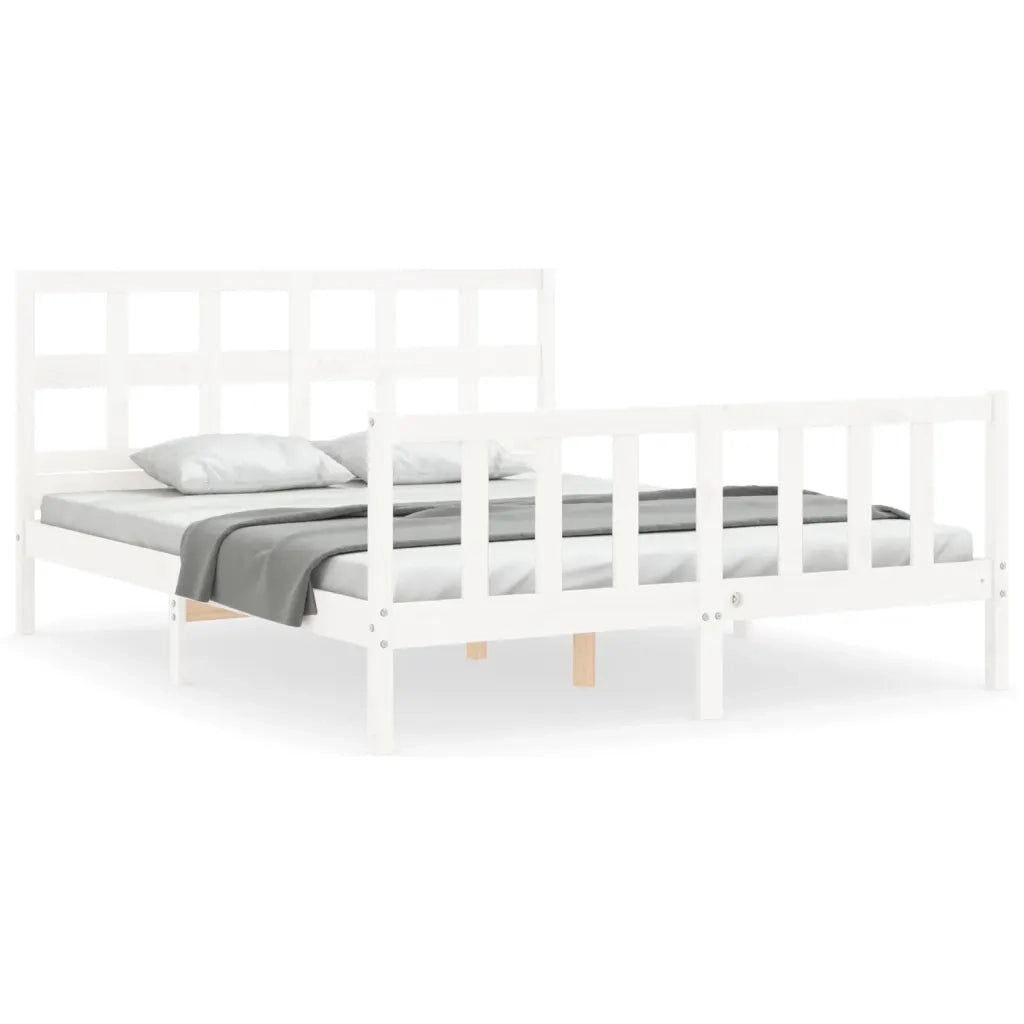 Giroletto senza Materasso-Struttura Letto Bianco 160x200 cm Legno Massello Pino 898355