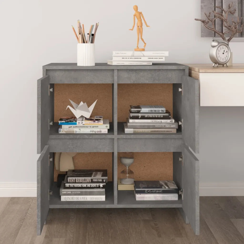 Credenze 2 pz Grigio Cemento 70x41x75 cm in Legno Multistrato 3098092
