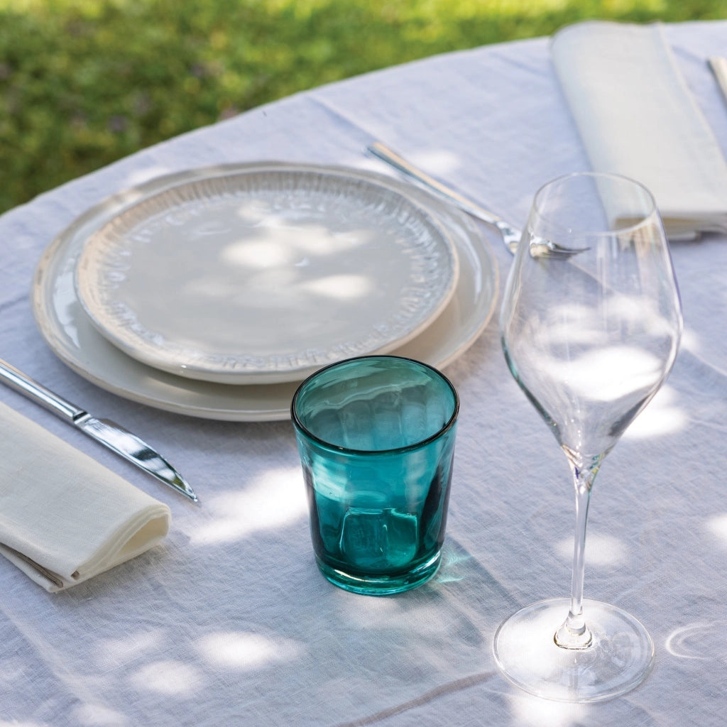 Zafferano Set 6 Bicchieri Tumbler Serie Bei in Vetro Soffiato a Bocca Lavorazione a Mano Volante Colore Verde Mare Eleganti per Tavola Quotidiana