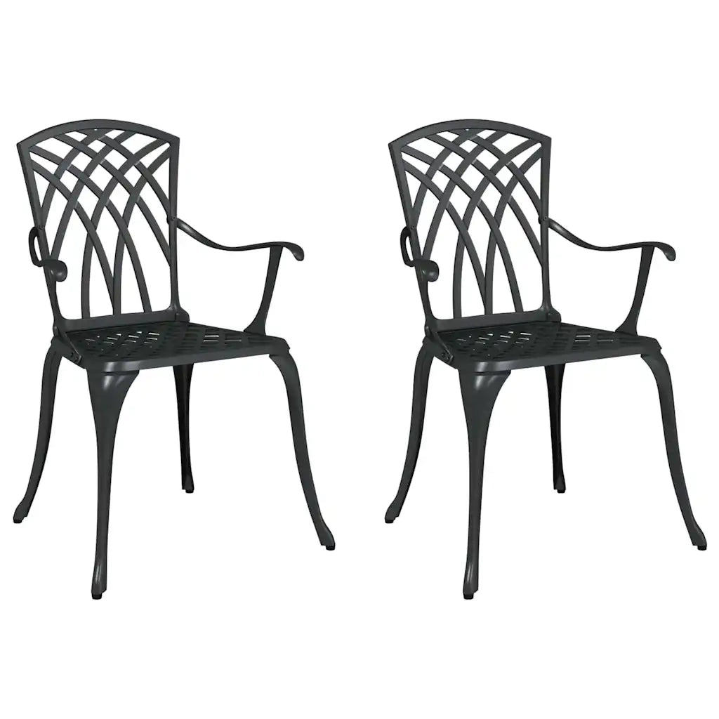 Sedia da Giardino 2 pz | Sedie da Esterno Nero 53 x 51 x 88,5cm Alluminio