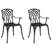 Sedia da Giardino 2 pz | Sedie da Esterno Nero 53 x 51 x 88,5cm Alluminio