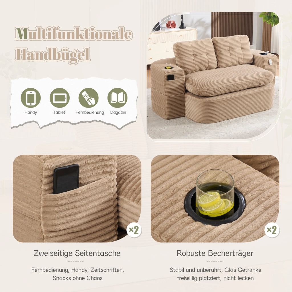 POLTRONA 2 in 1 convertibile in corduroy, khaki