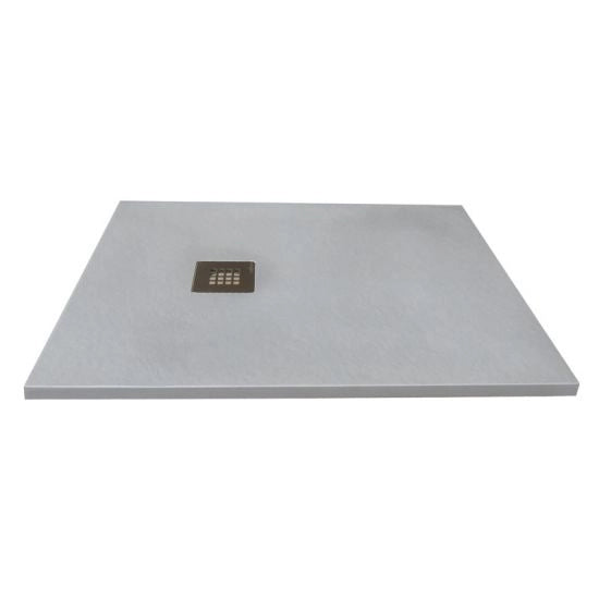 Piatto doccia marmoresina gelcoat pieno grigio cemento h.2,8cm Doliso Elostone 70x90  cm