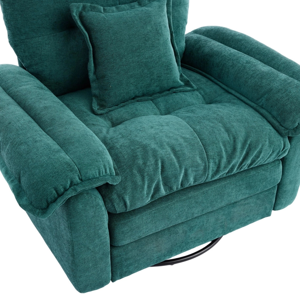 Poltrona girevole 360 gradi verde imbottita con cuscino di supporto