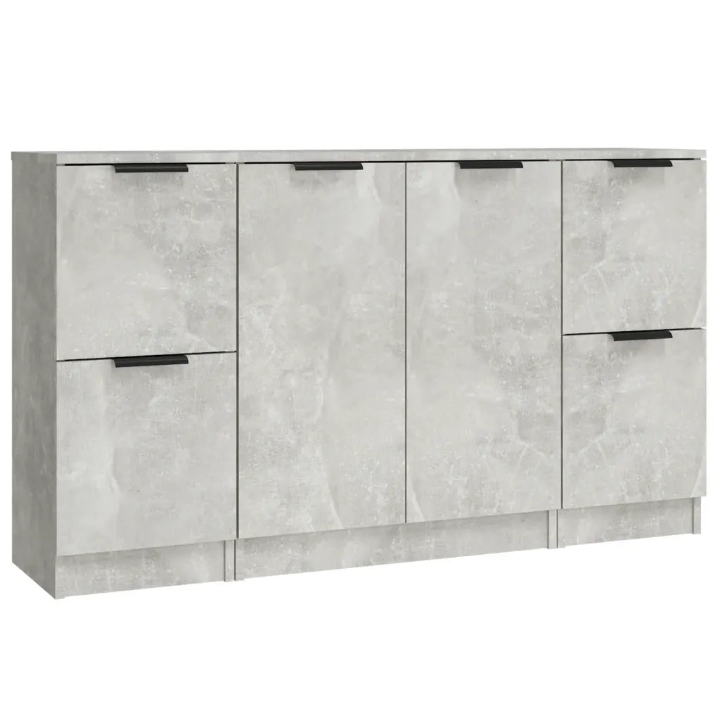 Credenze 3 pz Grigio Cemento in Legno Multistrato 3115847