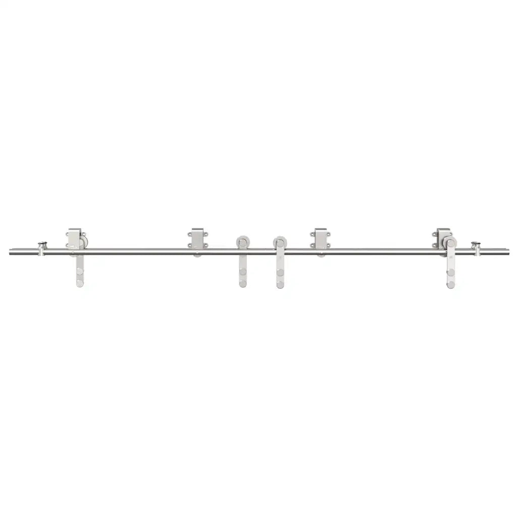 Kit Binari Porta Scorrevole 200 cm Acciaio Inossidabile Argento 3295766
