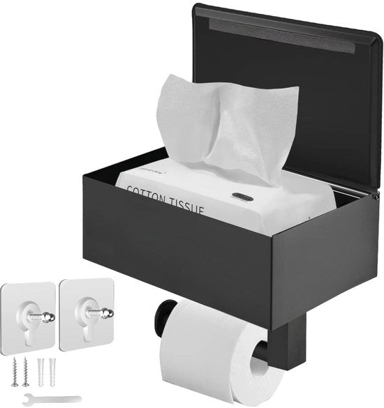 Tappo per carta igienica in alluminio nero con dispensatore di asciugamani e contenitore per la stanza da bagno
