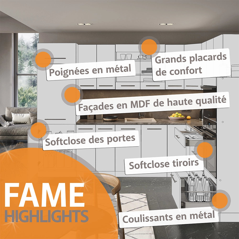 Pannello frontale Fame-Line Verde-oro rustico/Bianco 60 cm, PL Rovere Vicco