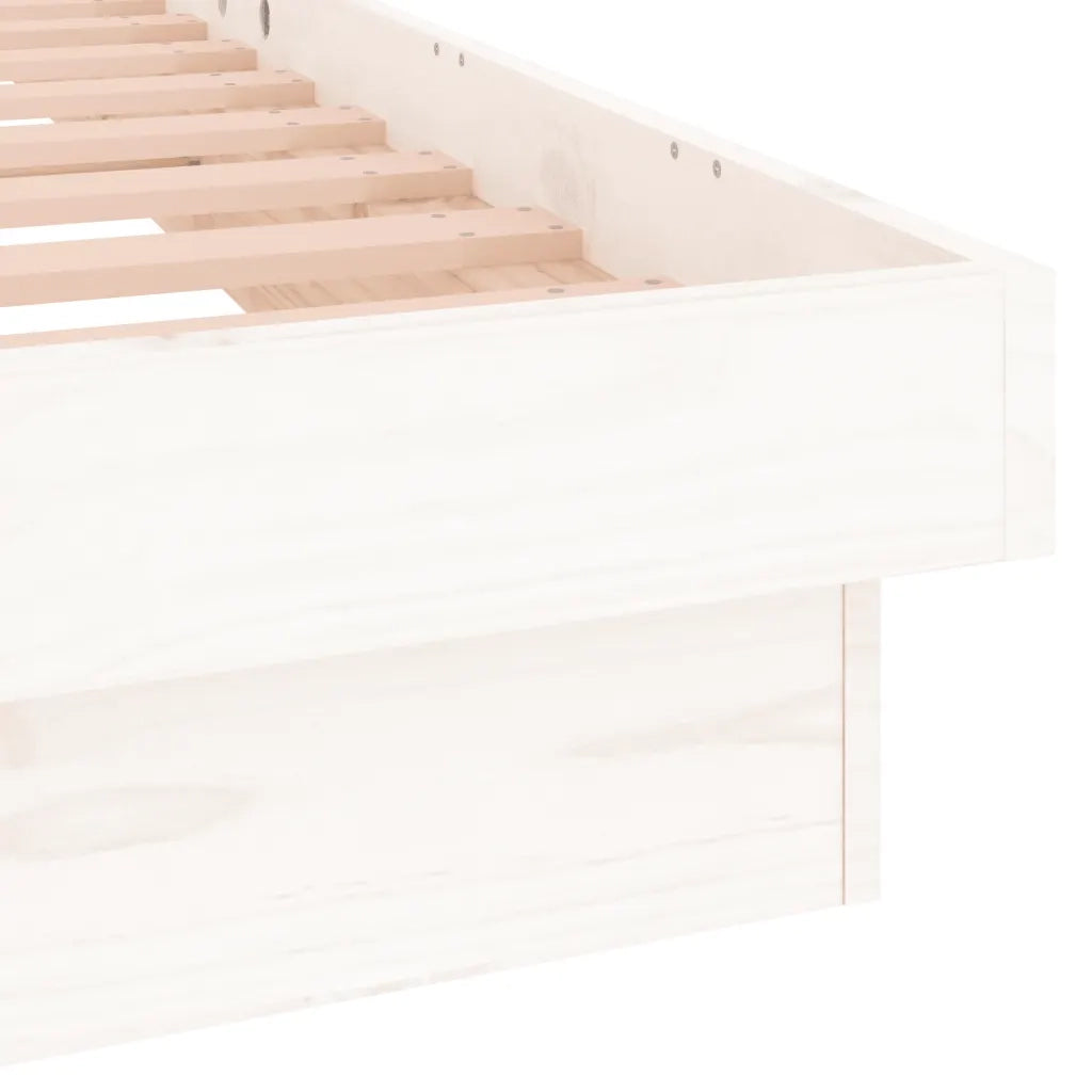 Giroletto con LED-Struttura Letto Bianco 90x190 cm Single in Legno Massello 282512