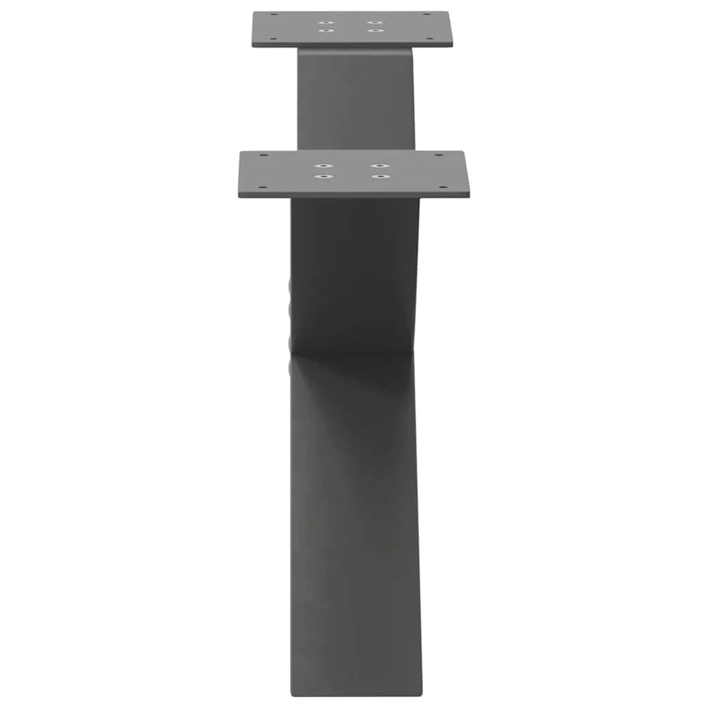 Set di 2 gambe per tavolino da caffè robuste e decorative a forma di X 70 x 30 cm con piedini livellatori acciaio antracite 02_0057218