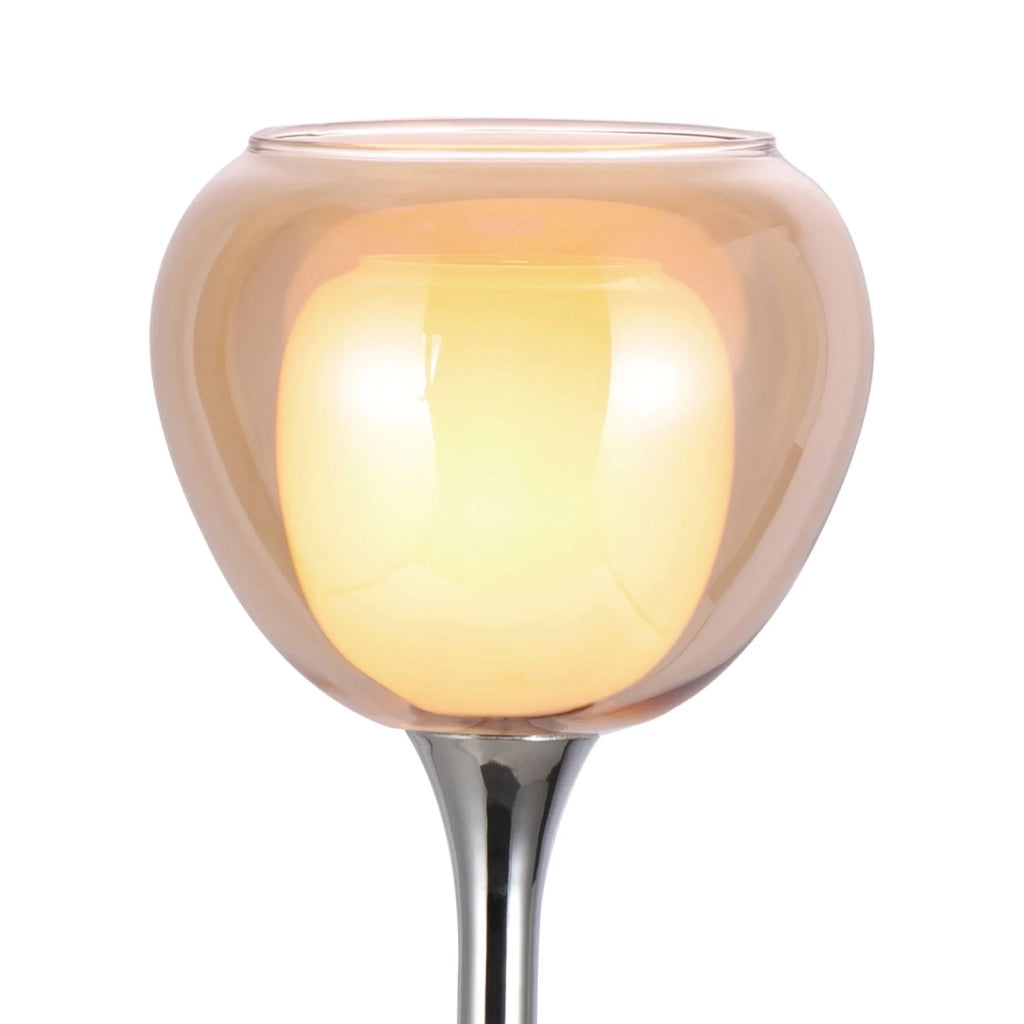 LÚZETE - LAMPADA DA TAVOLO 1 LUCE CRISTALLO ESTERNO AMBRA INTERNO BIANCO Ø16,5 NOLINA