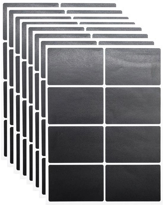 Etichette nere 64 pezzi - Stickers rettangolari - Adesivi self-adesivi - Impermeabili - Reutilizzabili - 40 fogli (40 x 60 mm)