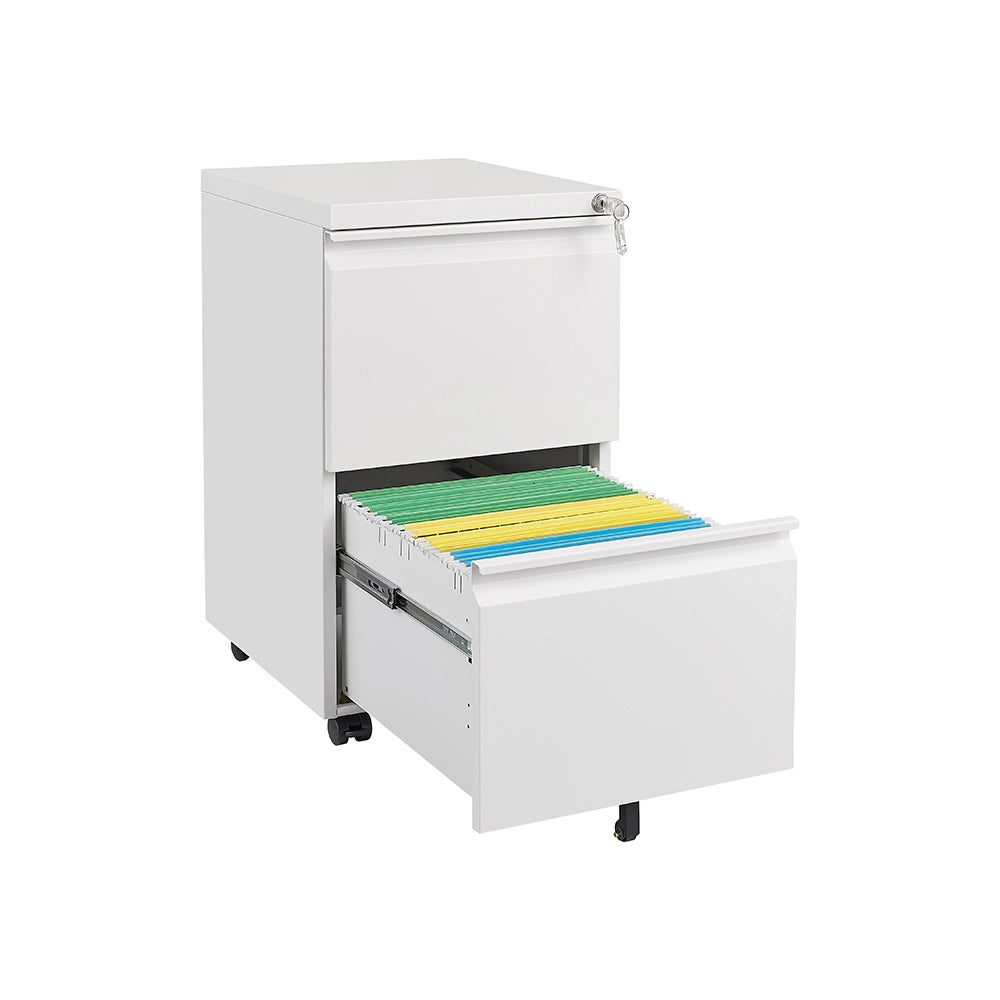 Archivio metallico mobile a 2 cassetti con serratura - Xylo - 25,6 pollici di altezza, bianco