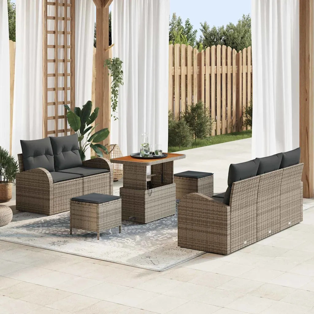 vidaXL Set Divano da Giardino 8 pcs Grigio polyrattan
