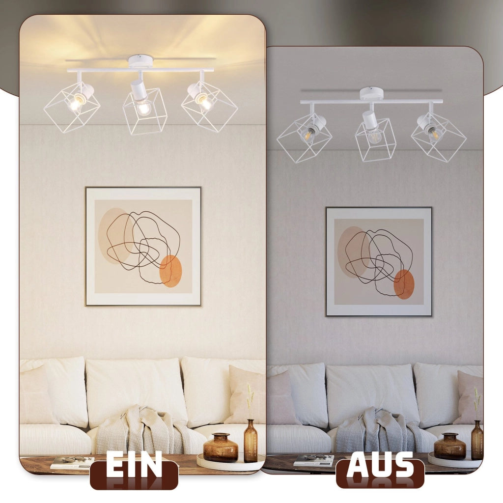 ZMH Faretto da soffitto 3 fiamme orientabile 350° lampada da soffitto vintage in metallo soggiorno