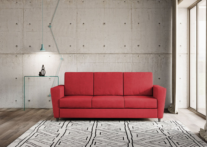 Divano 3 Posti 212x85x85 cm Yasel in Tessuto Rosso