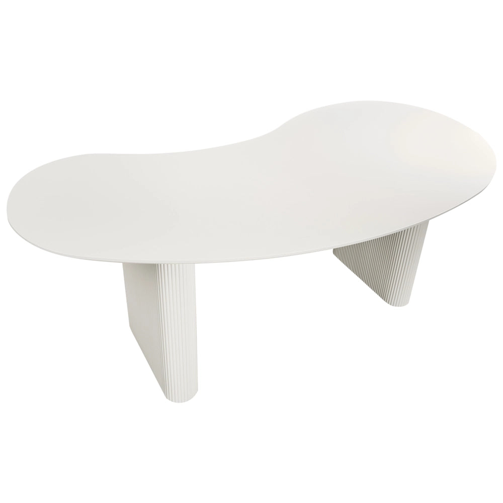 Tavolo da pranzo moderno 198 x 93 cm Forma irregolare Gambe nervate industriali MDF Bianco