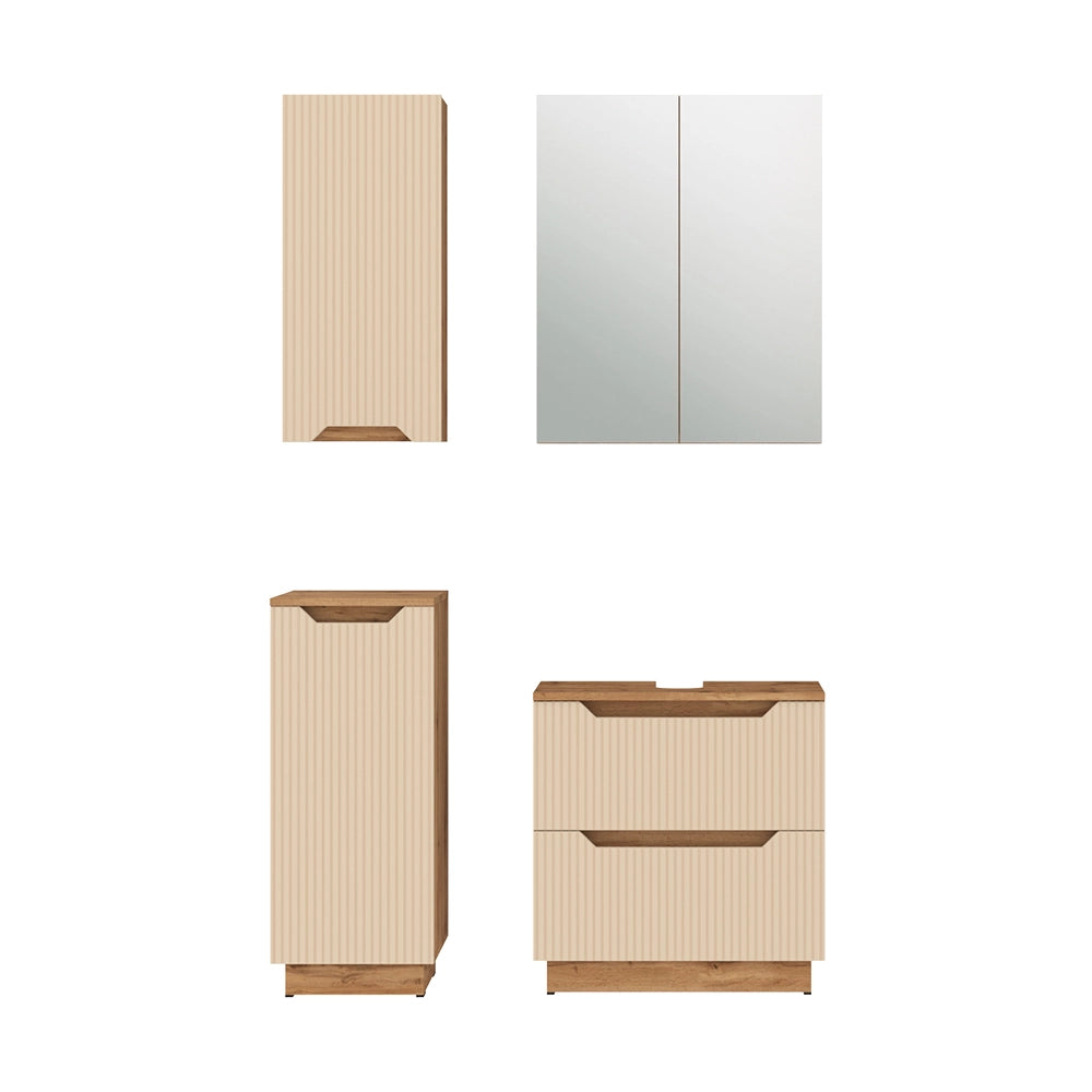 Vicco Set di mobili da bagno Rovere/cashmere a righe 4 parti