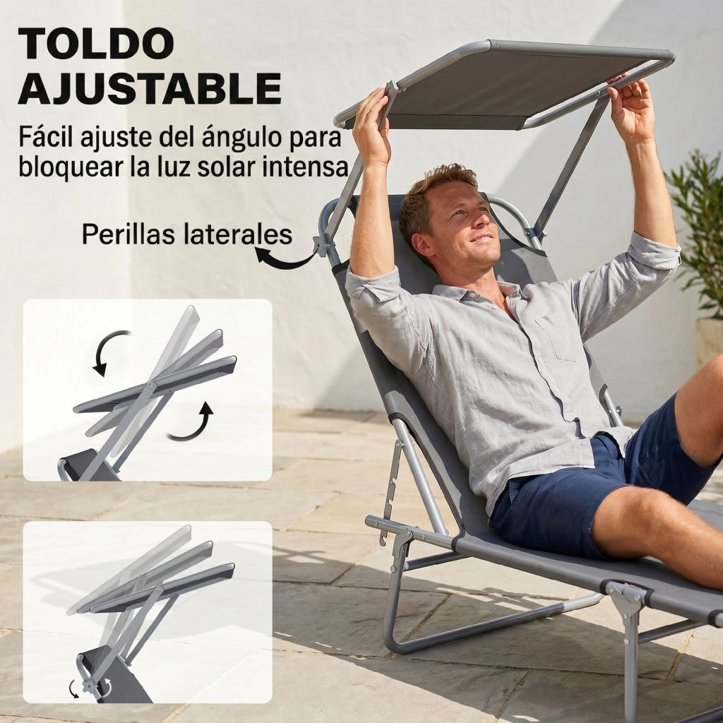 Tumbona Pieghevole ¨C zephmum ¨C Grigio 187x58x36cm
