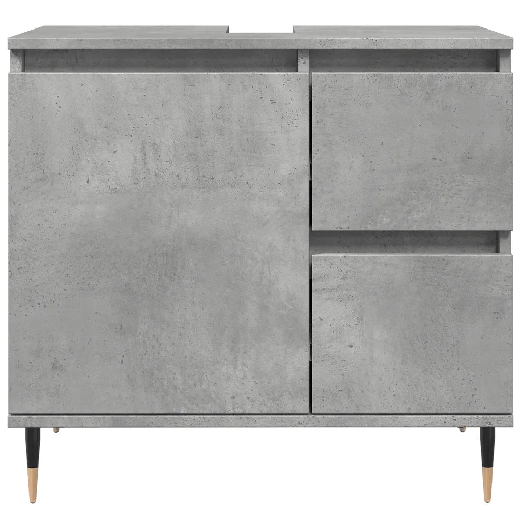 Armadietto da Bagno Grigio Cemento 65x33x60cm in Truciolato