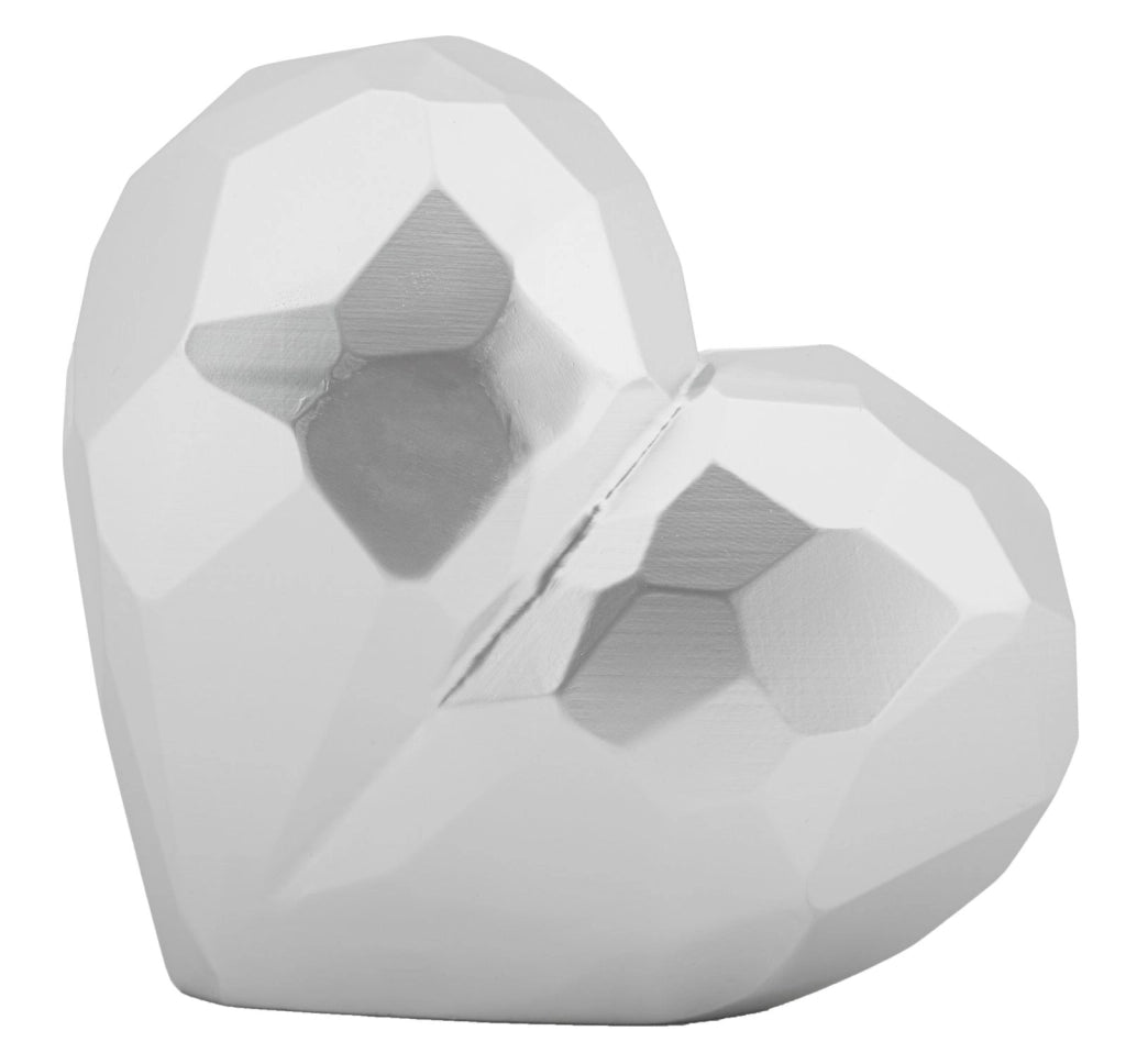 Vaso Heart Silver 19x9x18 cm in Resina Argento