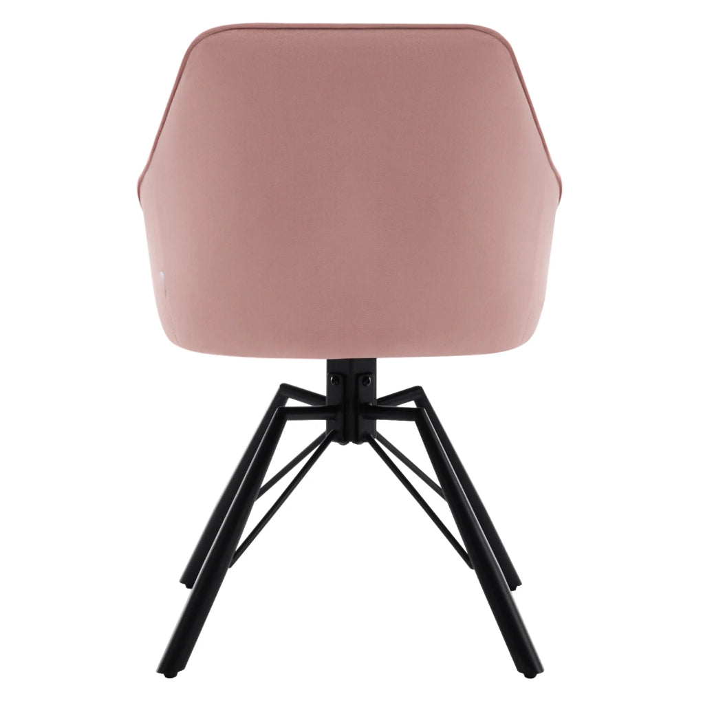 Set di 2 sedie girevoli in velluto rosa con braccioli