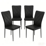 Set di 4 sedie da pranzo con schienale ergonomico e seduta imbottita in similpelle e metallo - nero