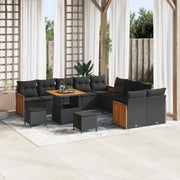 Set Divano da Giardino con cuscino 13 pcs Nero 3363359