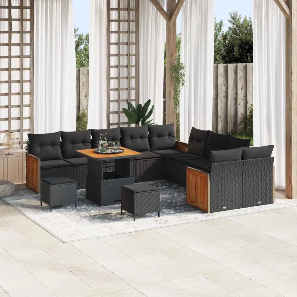 Set Divano da Giardino con cuscino 13 pcs Nero 3363359