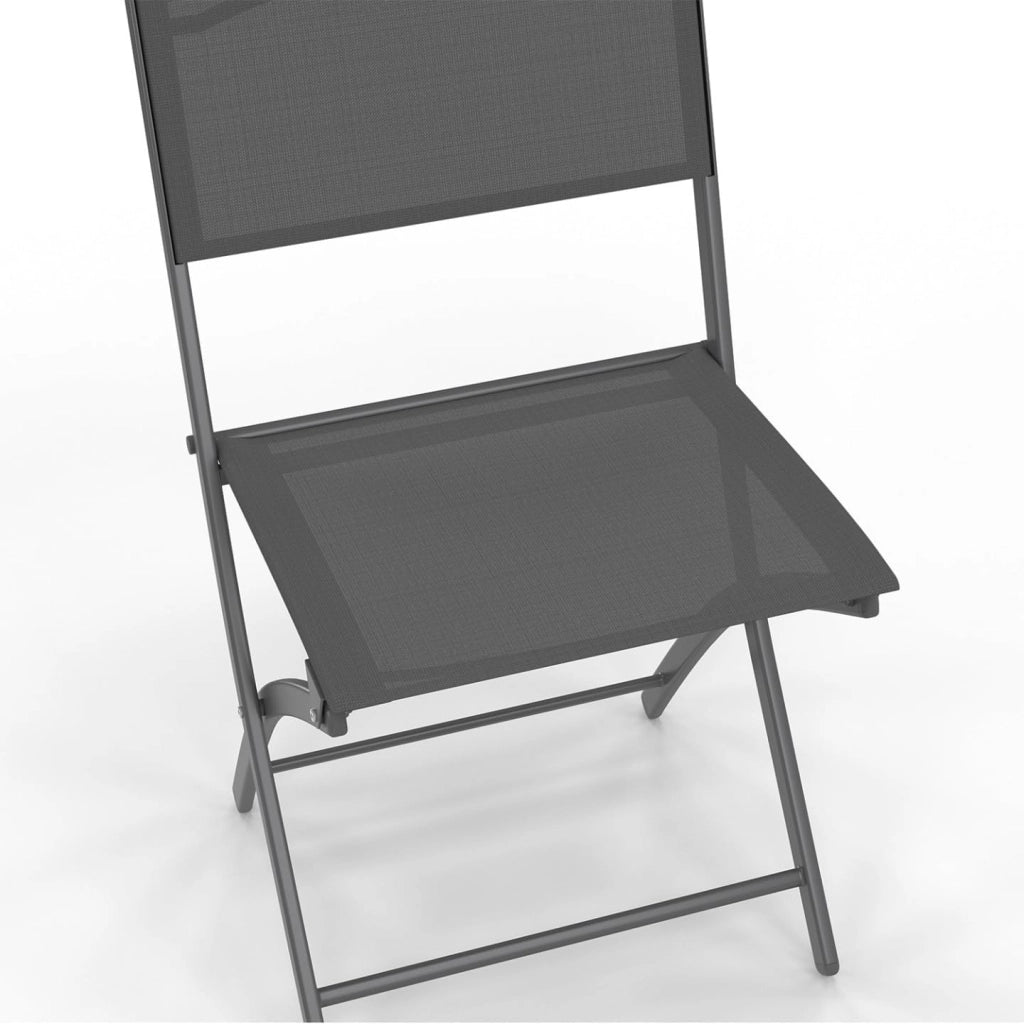 Set di 6 sedie da giardino pieghevoli BASTIA in metallo e textilene, grigio antracite