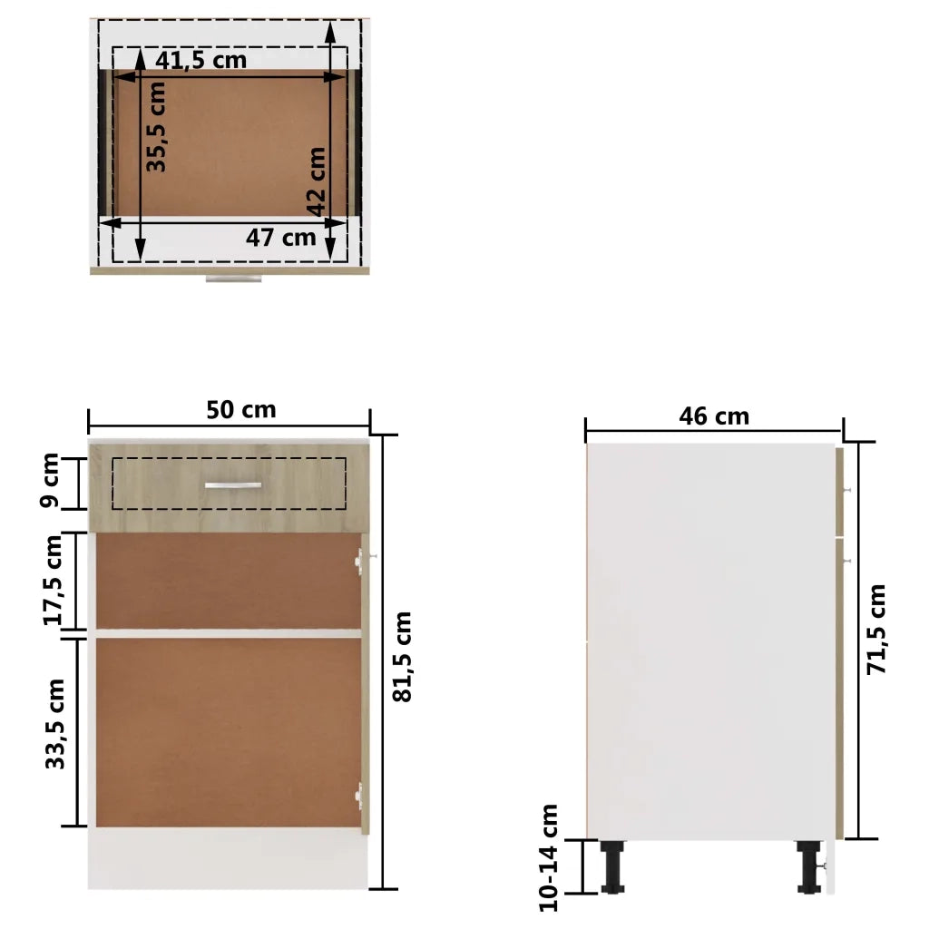 Armadio Inferiore Cassetto “Lyon” Rovere Sonoma 50x46x81,5 801223