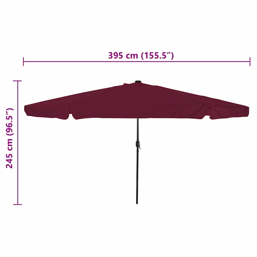 Ombrello da giardino Rosso Bordeaux 395 x 395 x 245 cm 42003648