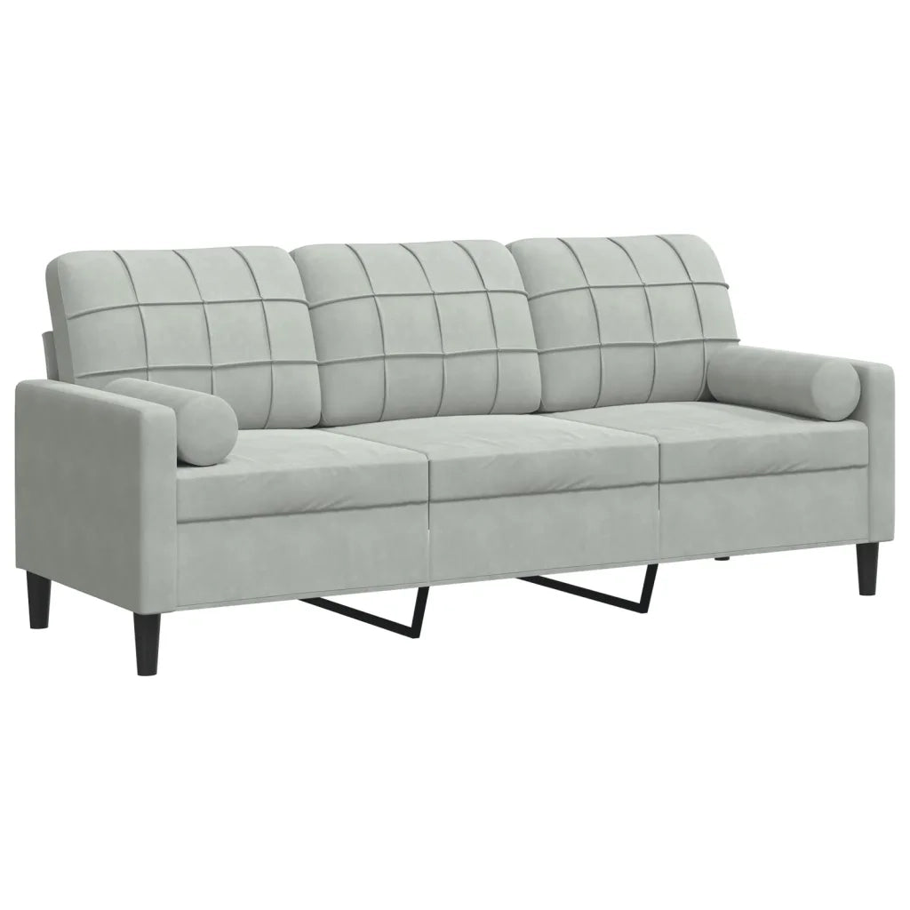 Divano a 3 Posti con Cuscini-Sofa 3 Posti con Cuscini Grigio Chiaro 180 cm in Velluto 574643