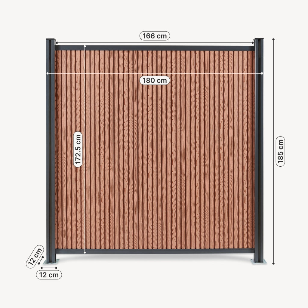 Recinzione Frangivista Grassano in WPC Estendibile con 2 Montanti (AxL) 185 x 180 - Marrone NEU.HOLZ