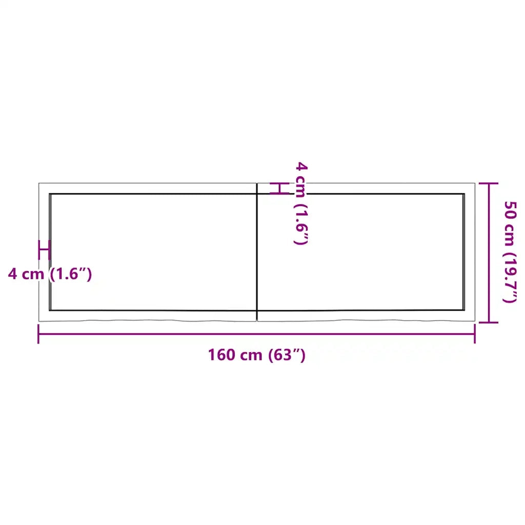 Ripiano Marrone Scuro 160x50x(2-4) cm Massello Rovere Trattato 363832