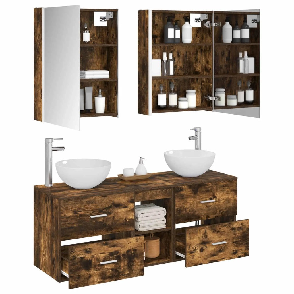 Set di mobili per il bagno 5 pcs Rovere Fumo 3406731